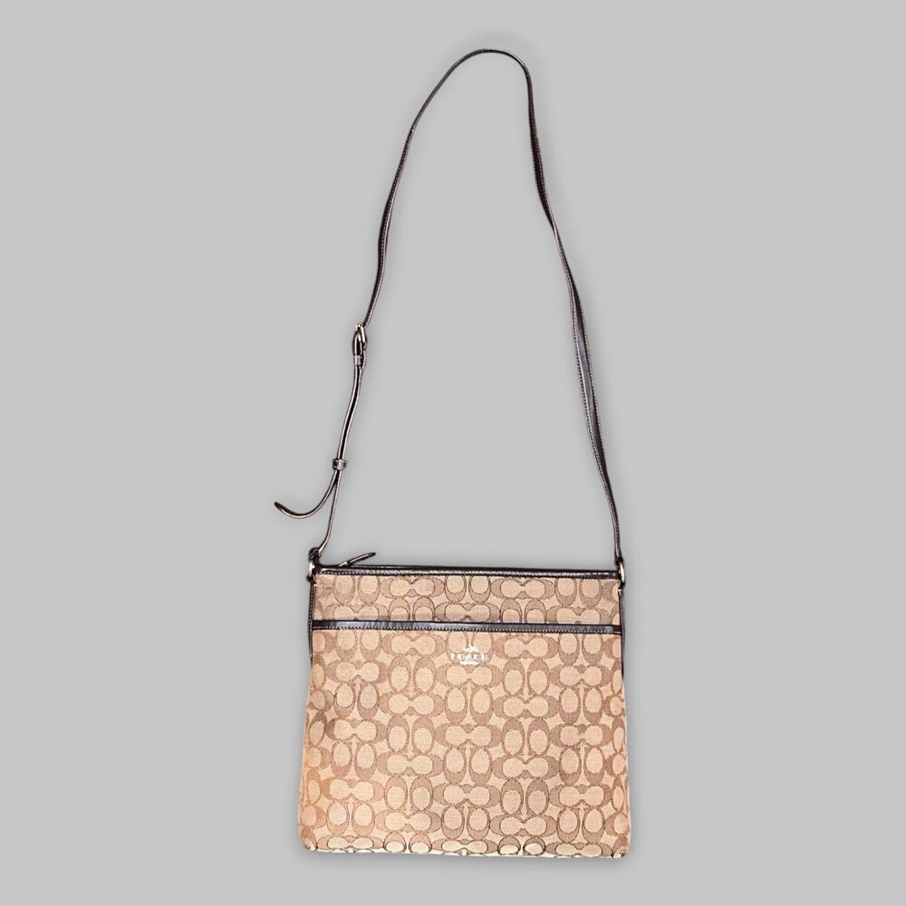Coach Signature Jacquard Crossbody Shoulder Bag – Brown/Tan